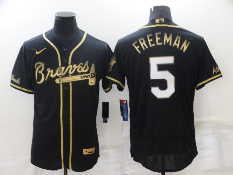 Men's Atlanta Braves Freedie Freeman #5 Black Jersey